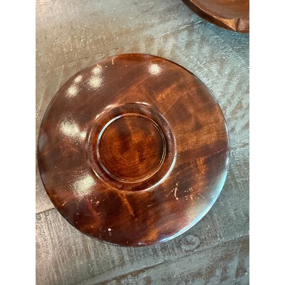 Vintage Japanese Handmade Wooden Lacquer Chataku Tea Cup Trays Coasters Set 15 - Picture 11 of 11